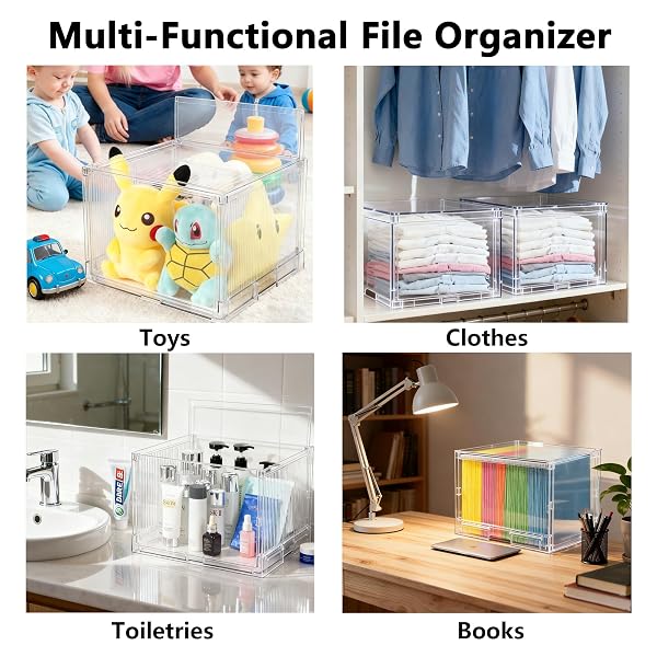 MUKAI FILE ORGANIZER BOX WITH LID, COLLAPSIBLE FILE FOLDER ORGANIZER WITH SLIDE, HANGING FILE FOLDER BOX, FOR OFFICE DOCUMENT STORAGE WITH DESKTOP ORGANIZER (3)