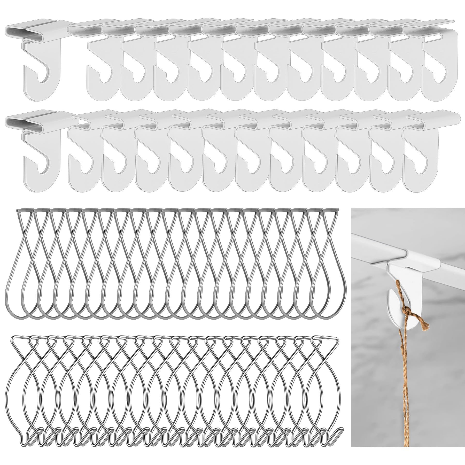 Photo 1 of Philbinden Drop Ceiling Hooks for Hanging, Drop Ceiling Clips Suspended T-Bar Hooks for Home/Classroom/Office/Wedding Hanging Plants (40, Large)