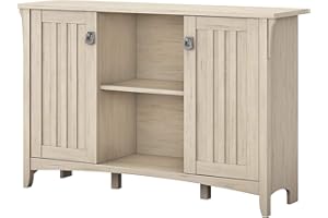 Bush Furniture Salinas Storage Cabinet with Doors, Antique White (SAS147AW-03)