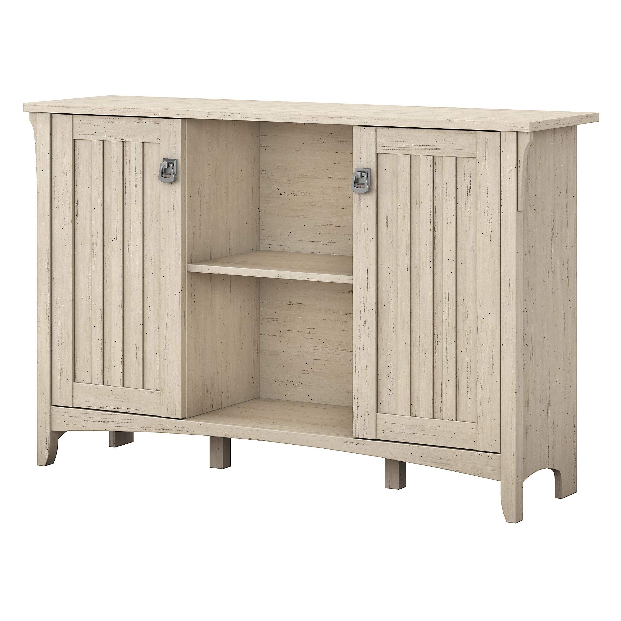 Bush Furniture Key West End Table - Modern Farmhouse Side Table With Drawer & Shelf In Washed Gray