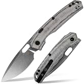 Vosteed Psyop EDC Folding Pocket Knife - 3.32" Elmax Stonewash Blade - Top Liner Lock, Black Norplex UltreX&trade; Micarta Handle - Hunting, Fishing Knives - A2211