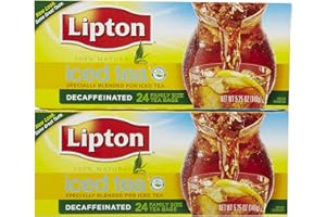 Lipton Iced Tea Decaffeinated, Family Size Tea Bags, 24 Count, Pack of 2