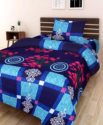 Amayra Home 120 TC Microfibre Single 3D Luxury Bedsheet with 1 Pillow Cover - Floral, Multicolour