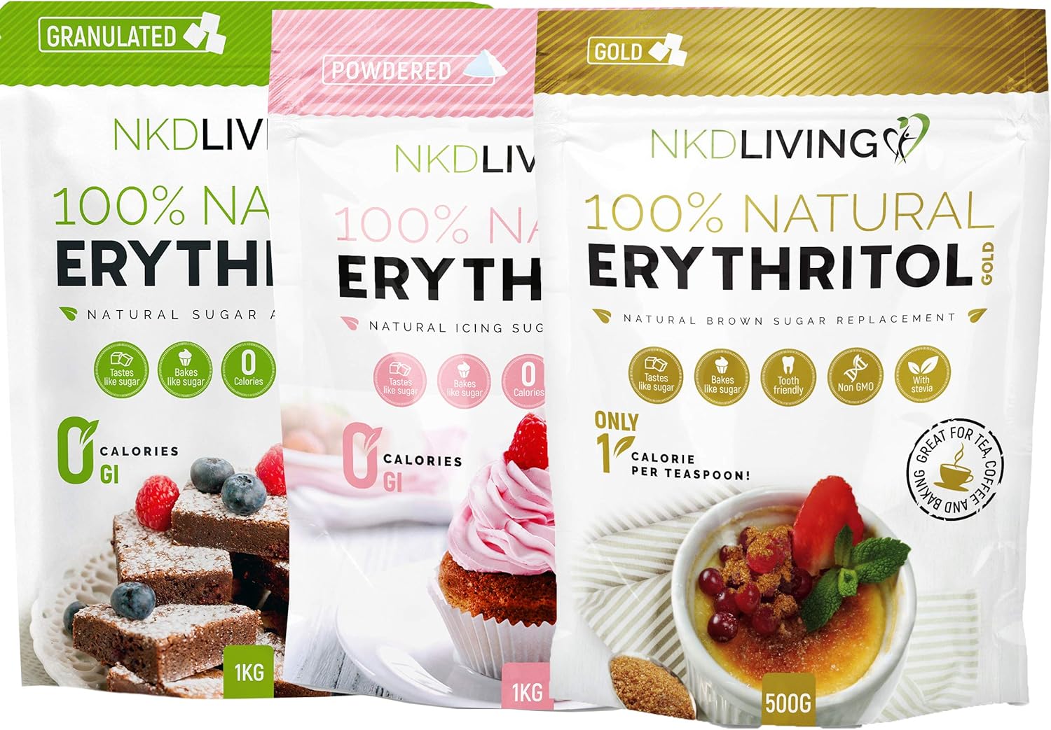 Granulated 1kg Erythritol Powdered Erythritol 1kg Erythritol Gold Bundle By Nkd Living Amazon Co Uk Grocery