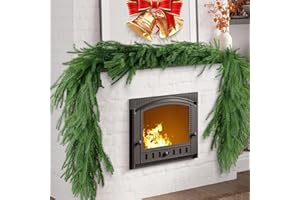 GOCASMUS 2 Pcs 6 Ft Artificial Norfolk Pine Garland, Real Touch Winter Pine Garland, Greenery Christmas Garland for Mantle, Table, Wall, Stairs, Indoor Outdoor Christmas Decorations