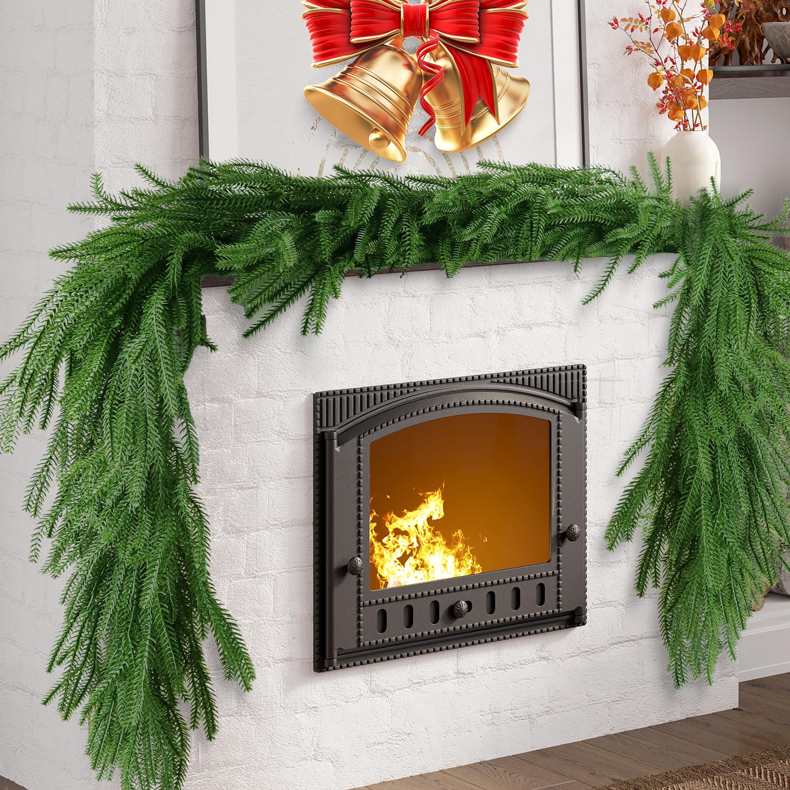Photo 1 of 1 Pc 6 Ft Real Touch Norfolk Pine Garland, Lifelike Artificial Greenery Garland, Small Space Christmas Garland for Mantle Table, Window, Fireplace, Winter, Indoor Outdoor Holiday Decor