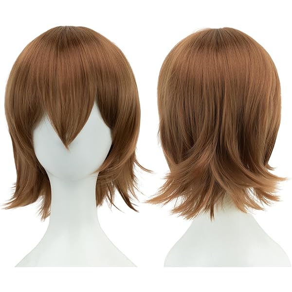Peluca Recta Bob Con Flequillo Para Disfraz, Fibra Resistente Al Calor Marrón Para Cosplay