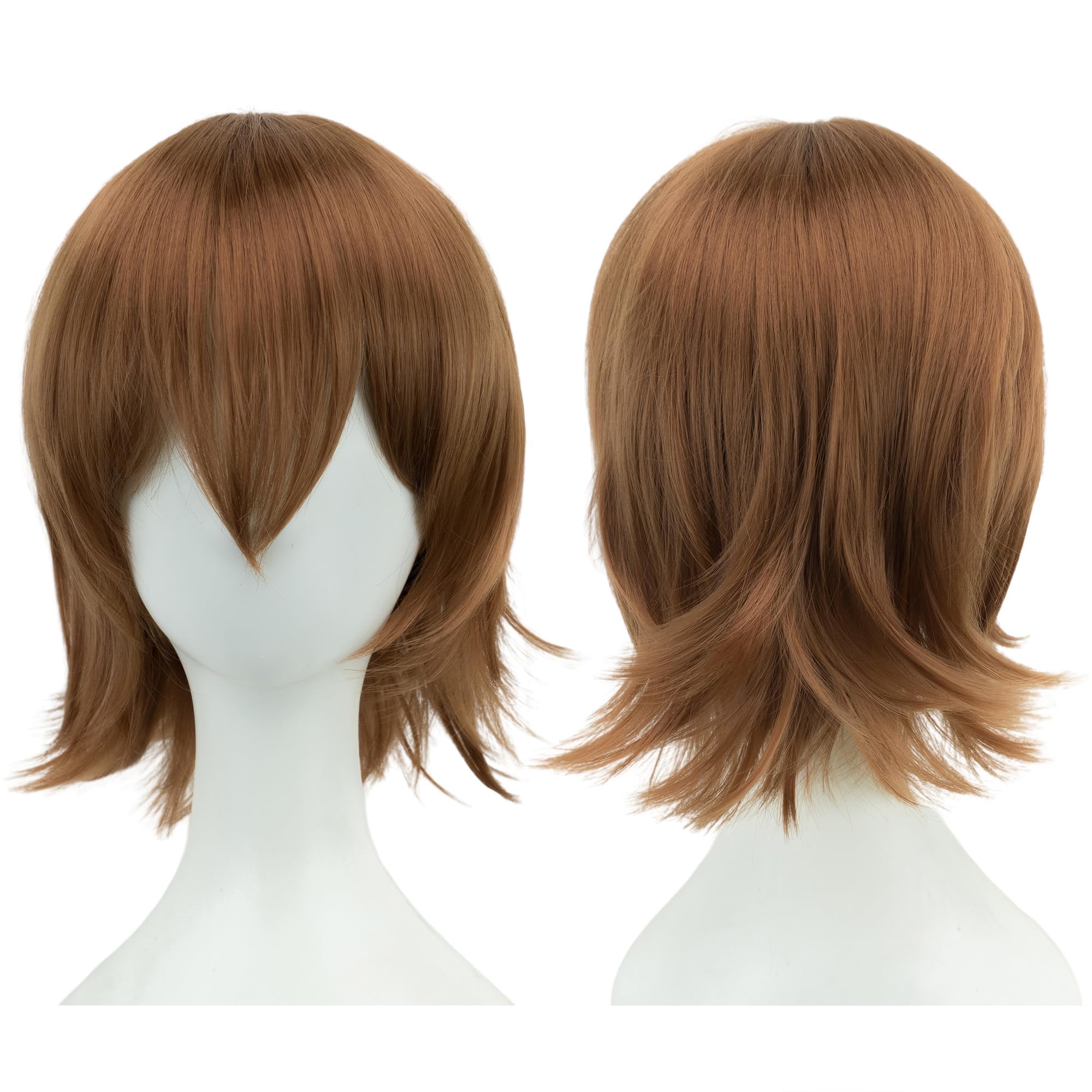 IMISSU 12Inches Unisex Short Hair Party BOB Wig with Bangs Halloween Costume Wigs (Light Brown)