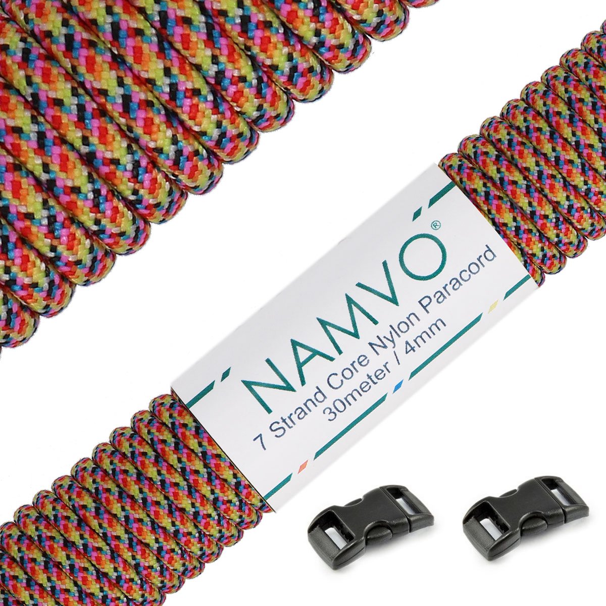 Namvo 550 Paracord Mil Spec Type III 7 strand parachute cord Total Length 100ft / 30 Meters, Floral color