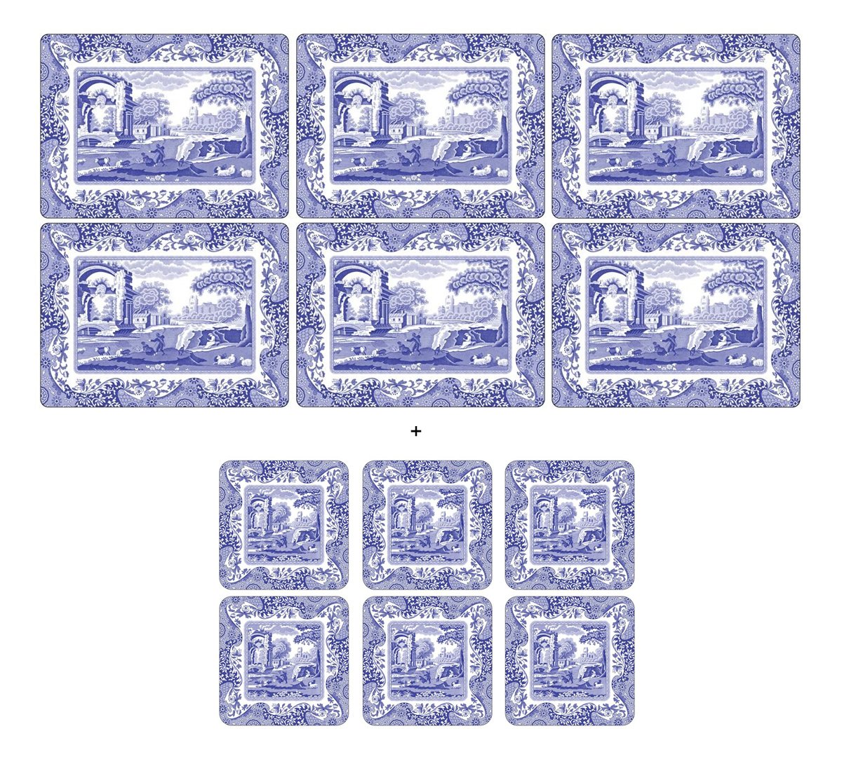 Pimpernel - Spode Blue Italian, 6 Placemats + 6 Coasters