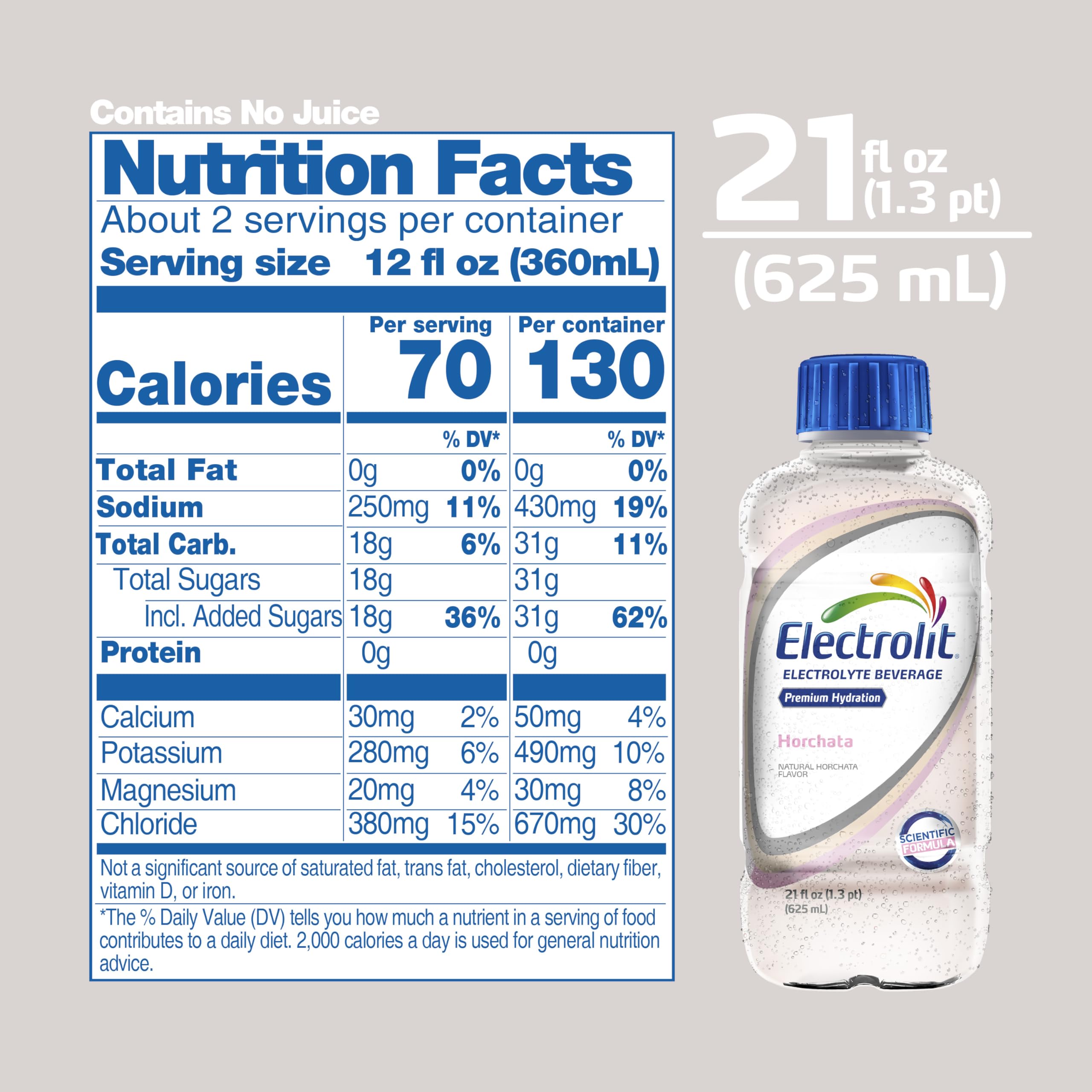 Electrolit Hydration Electrolyte Drinks, Sports Beverages with Electrolytes, Magnesium, Calcium & Potassium, Recovery Drink for Post Workout, 12 Pack (Horchata)