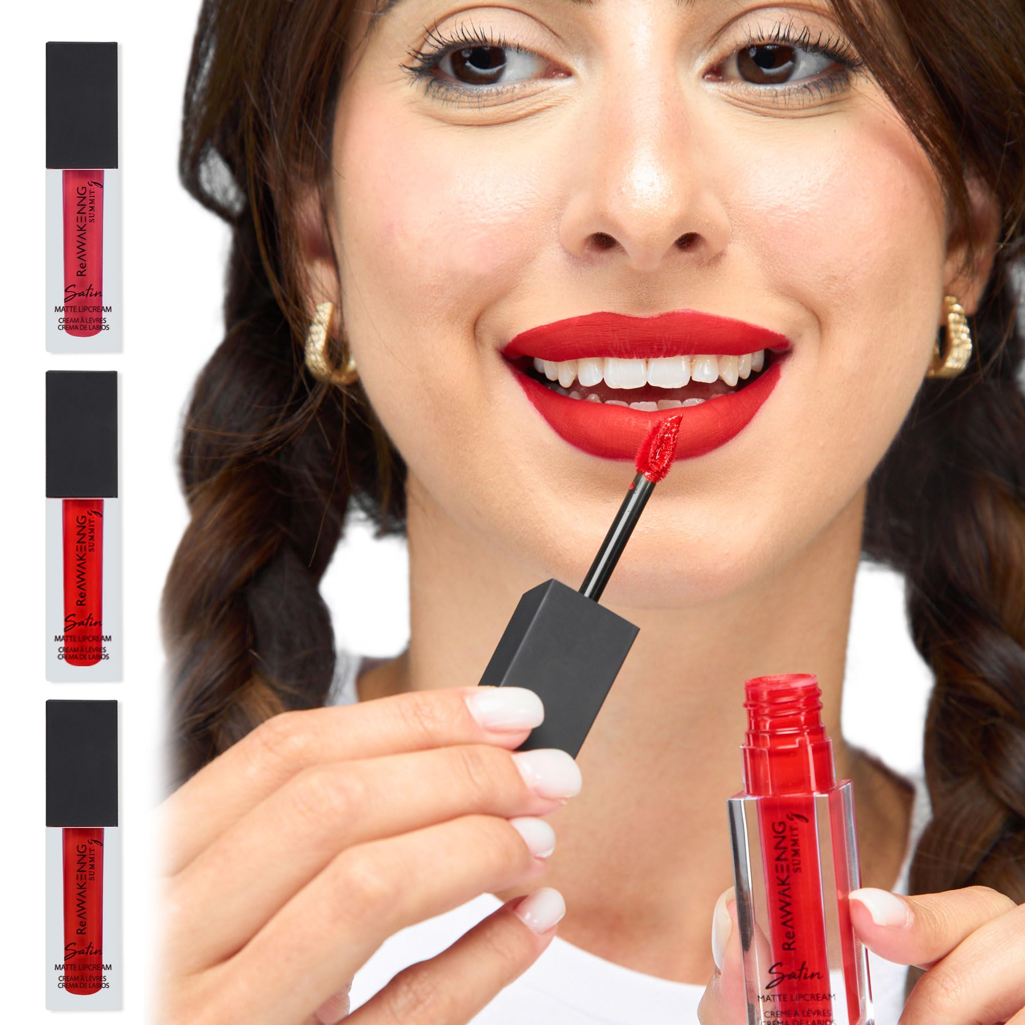 Summit G Satin Glossy Liquid Matte Lipstick, Long Lasting Lip Stain, Vitamin E Enriched, Easy Apply Lip Tint Red, Highly Pigmented Transfer Proof, Satin Finish, Water Resistant Formula (Shade–REGAL)