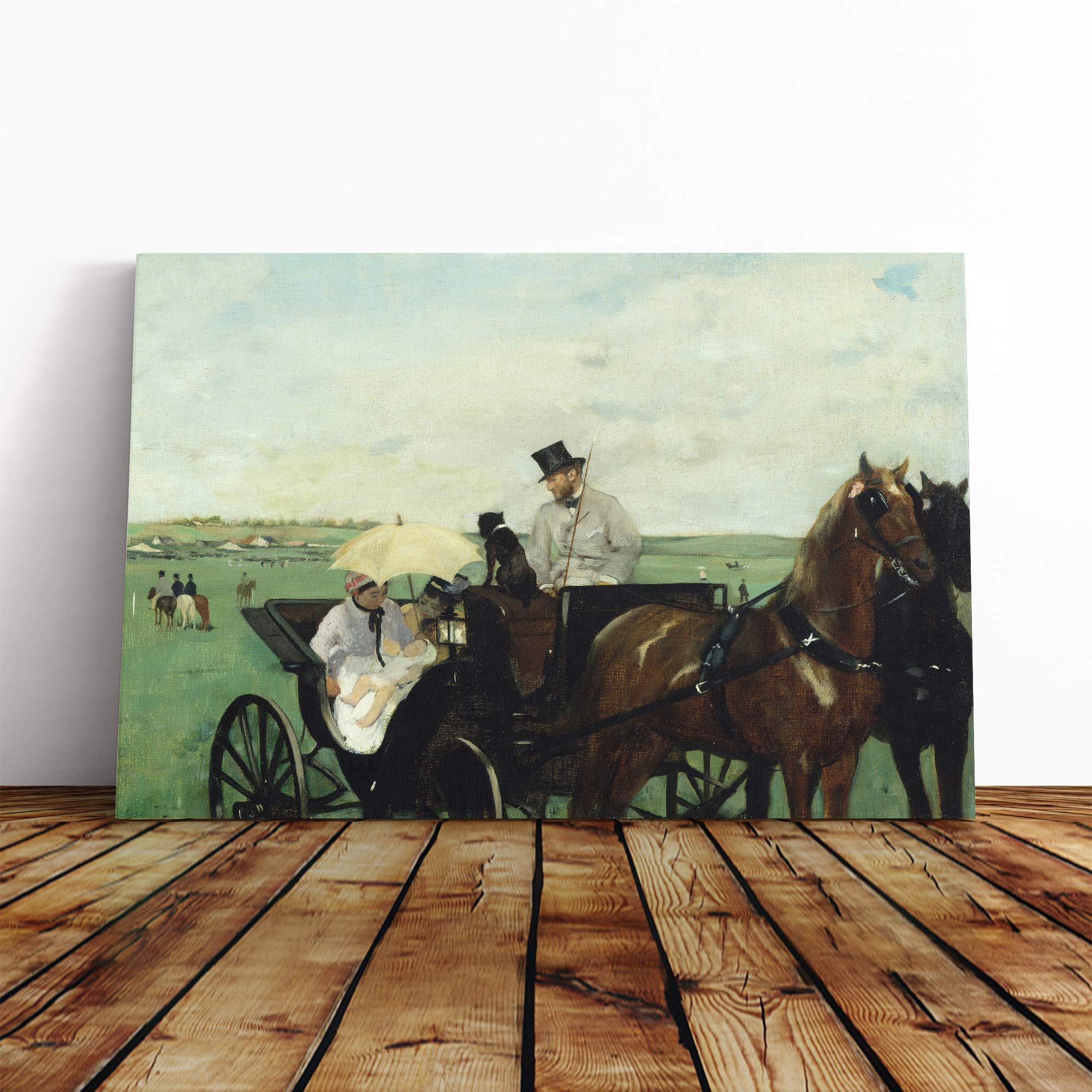 Edgar Degas at The Races in The Countryside Canvas Print | Gallery Wrapped 30mm Frame Wall Art | 20x14 inches | Ready to Hang | Modern Landscape Picture | Living Room Bedroom Lounge Office