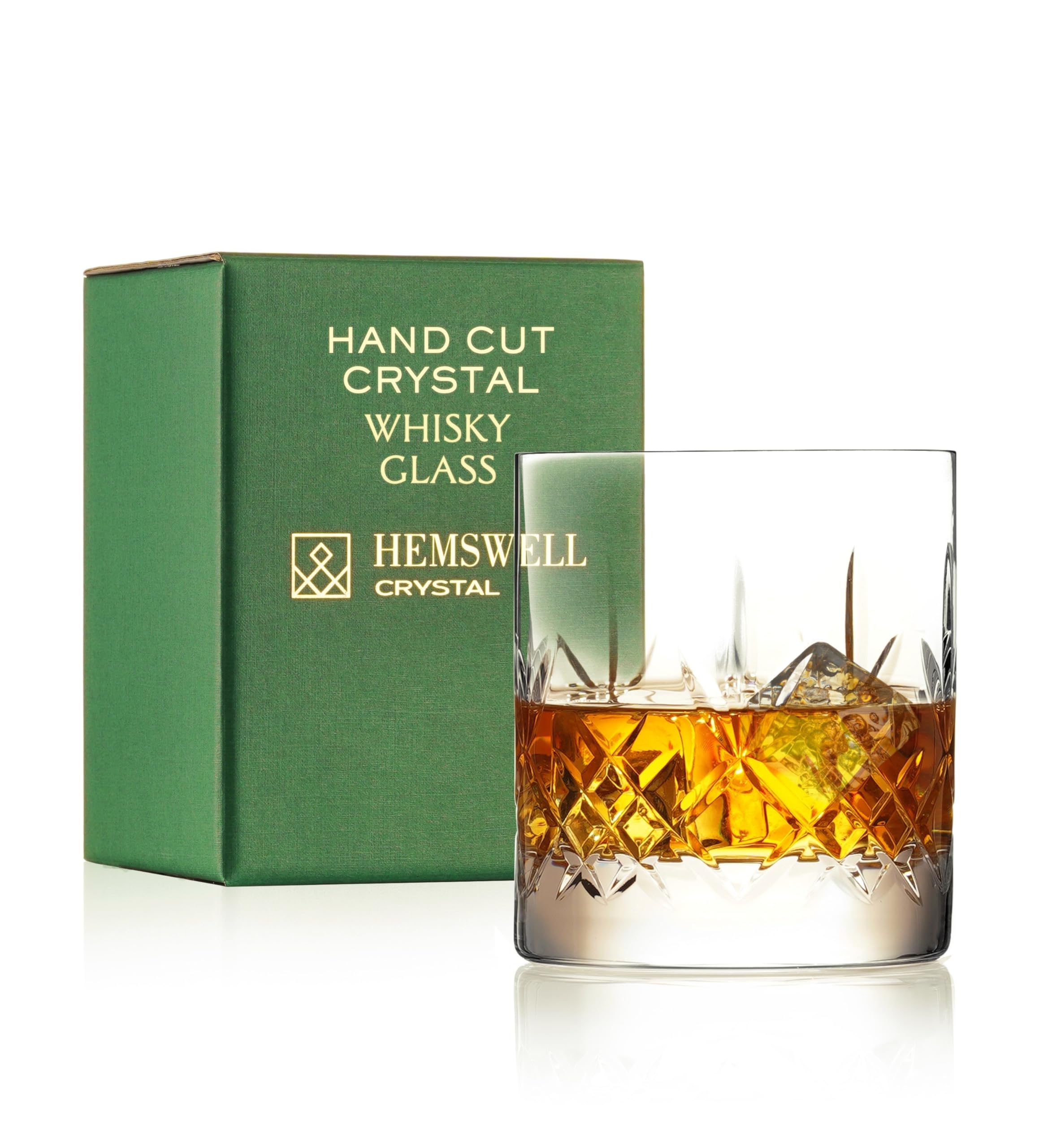 Hemswell Crystal Single Whiskey Tasting Glass - 310ml Old Fashioned Glasses Whiskey Tumbler - Traditional Cut Lead Free High Clarity Crystal Whisky Tumbler - Presentation Box — image 1