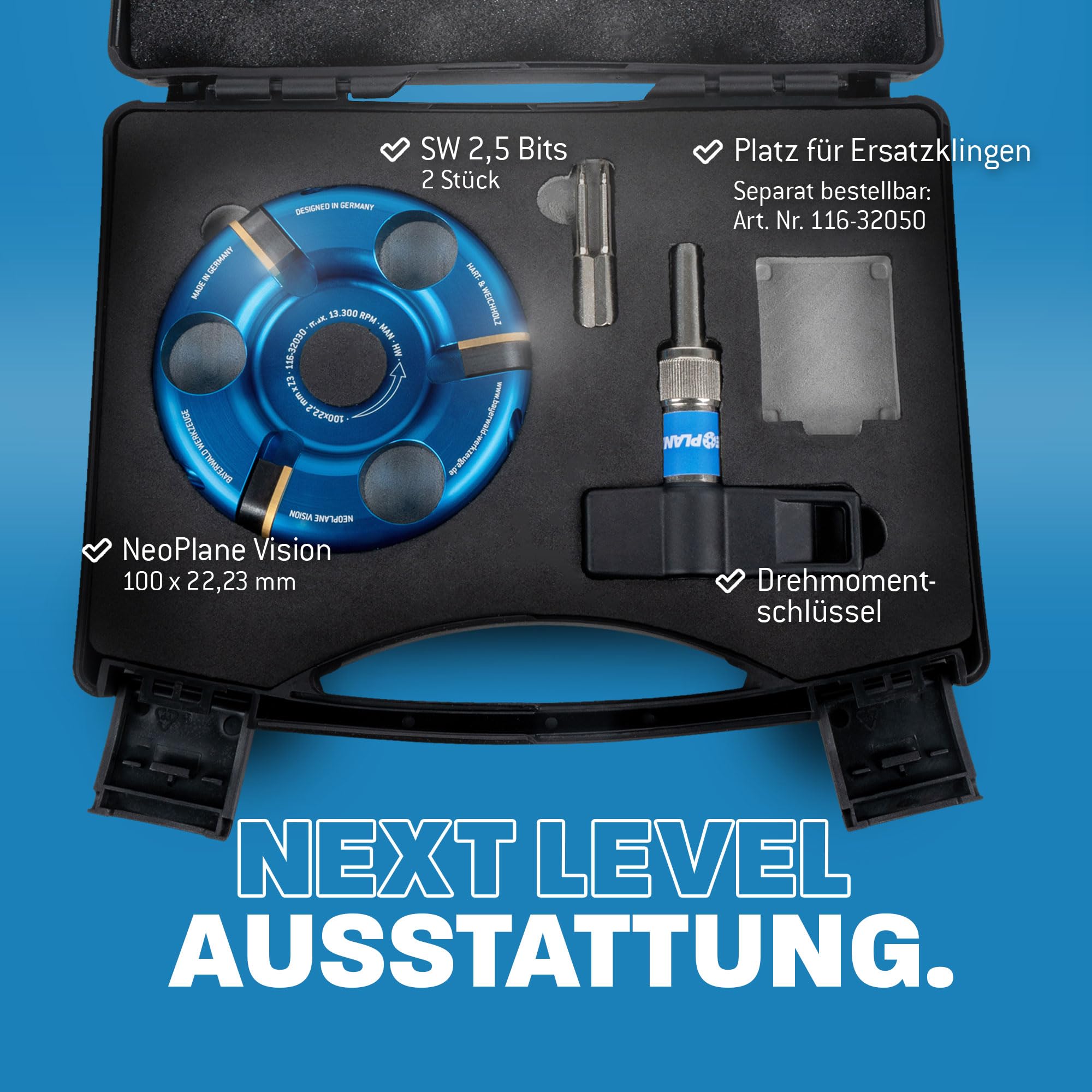 QUALITÄT AUS DEUTSCHLAND Bayerwald Werkzeuge NeoPlane - Frässcheibe Schnitzscheibe für Holz passend Winkelschleifer - Carving mit freier Sicht - wechselbare TiN-beschichtete HM Zähne lange Standzeit 6