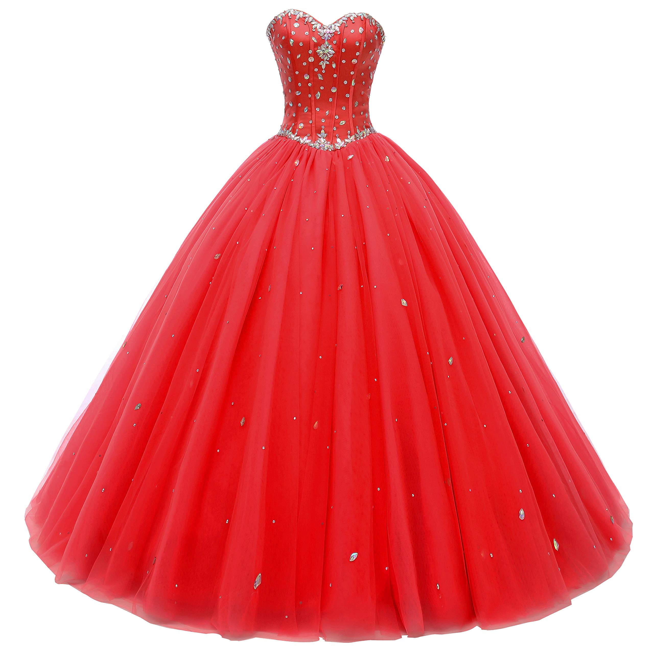 Beautyprom-Womens-Sweetheart-Ball-Gown-Tulle-Quinceanera-Dresses-Prom-Dress-US8-Red