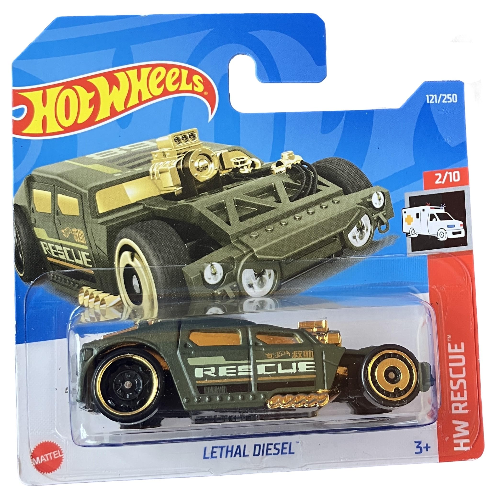 Hot Wheels - Lethal Diesel - HW Rescue 2/10 - HCX17 - Short Card - Dark Green Gold - Mattel 2022 - 1:64