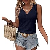 Womens Tank Tops Summer Tank Tops for Women 2024, V Neck Sleeve Embroidery Tops, Casual Loose Trendy Tops