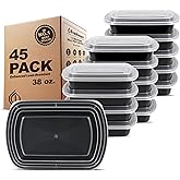 Freshware Meal Prep Containers [45 Pack] 1 Compartment with Lids, Food Storage Containers, Bento Box, BPA Free, Stackable, Microwave/Dishwasher/Freezer Safe (38 oz)