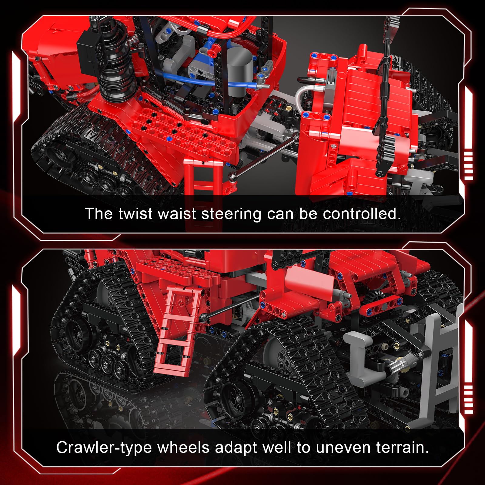 Mould King 18020 Technik Fernbedienung Traktor Klemmbausteine Bausatz, 1698+ PCS MOC elektrischer Quadtrac 600 Spurtraktor, Schwere Baufahrzeug Clamp Traktor Blöcke Set für Jugendliche 14+/Erwachsene 5