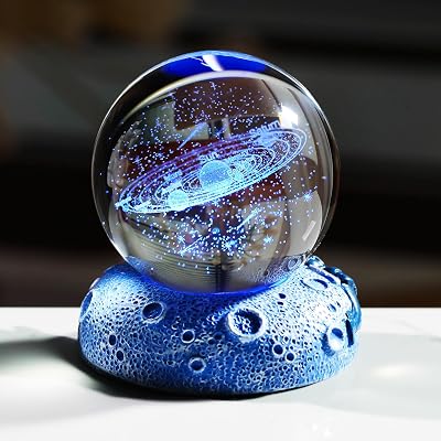 Movdyka 6cm 2.36in 3D Solar System Crystal Ball Base Lights Gift