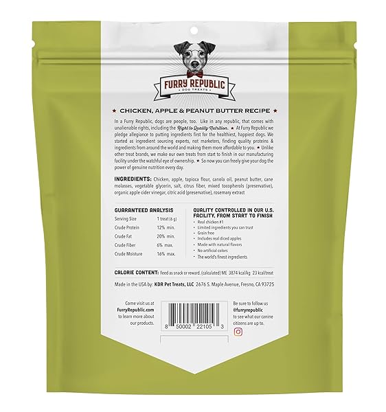 FURRY REPUBLIC CHICKEN, APPLE & PEANUT BUTTER RECIPE BONES 6OZ