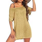 Ekouaer Women's Swimsuit Beach Cover Up Short Sleeve Cover Ups for Swimwear Bathing Suit Coverups S-XXXL