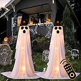 2Packs Halloween Decorations Outdoor,Halloweens Party Decoration Indoor,Spooky Ghost with Remote Control String Lights,Halloween-Ghost Lights for Porches Yards Gardens Lawn (Ghost Pet)