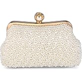 FALETO Pearl Clutch Bag for Women Evening Wedding Party Bridal Handbag Ladies Beaded Clutch Purse for Party