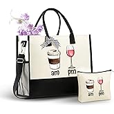 InnoBeta Wine Gifts for Women, Wine Lovers Gifts for Women Canvas Tote Bag, with Top Zipper Closure and Shoulder Strap for Birthday, Mother's Day, Christmas