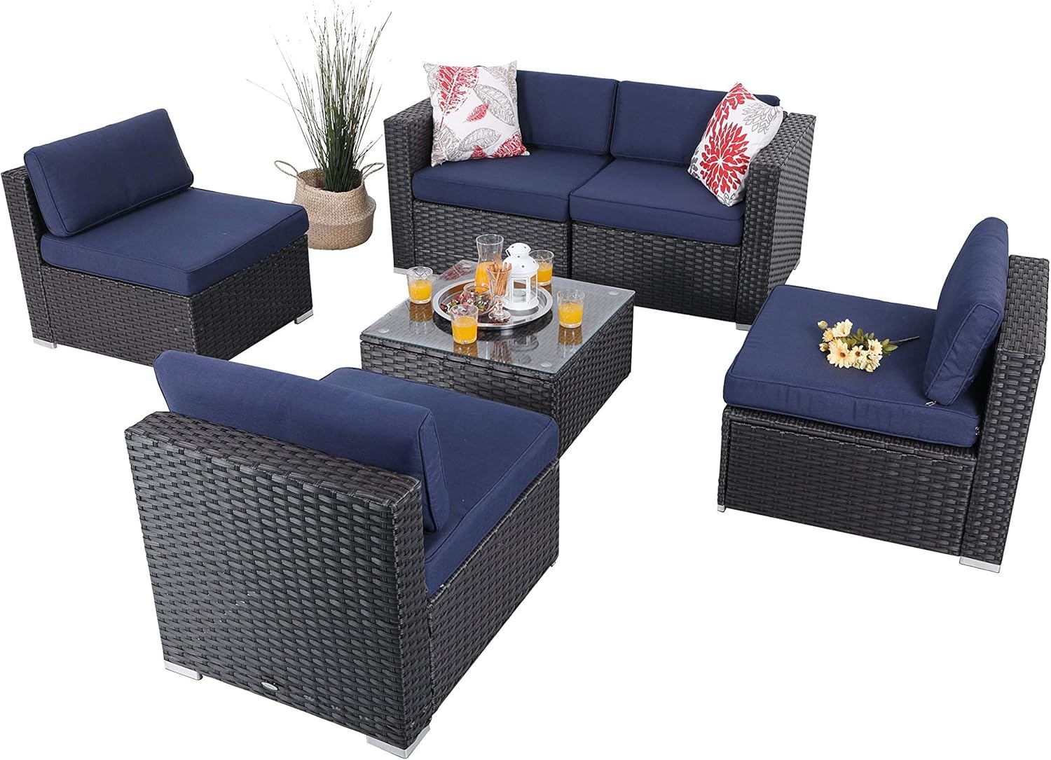 Best outdoor sectional sofa set rattan wicker patio navy