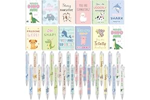 48 Pcs Inspirational Mini Notebook with Motivational Pens Bulk Fun Pun Motivational Pocket Notebooks Cartoon Animal Pens Funn