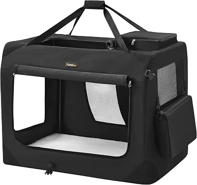 Feandrea Foldable Pet Carrier Bag 102x69x69 cm Large Dog Crate Black