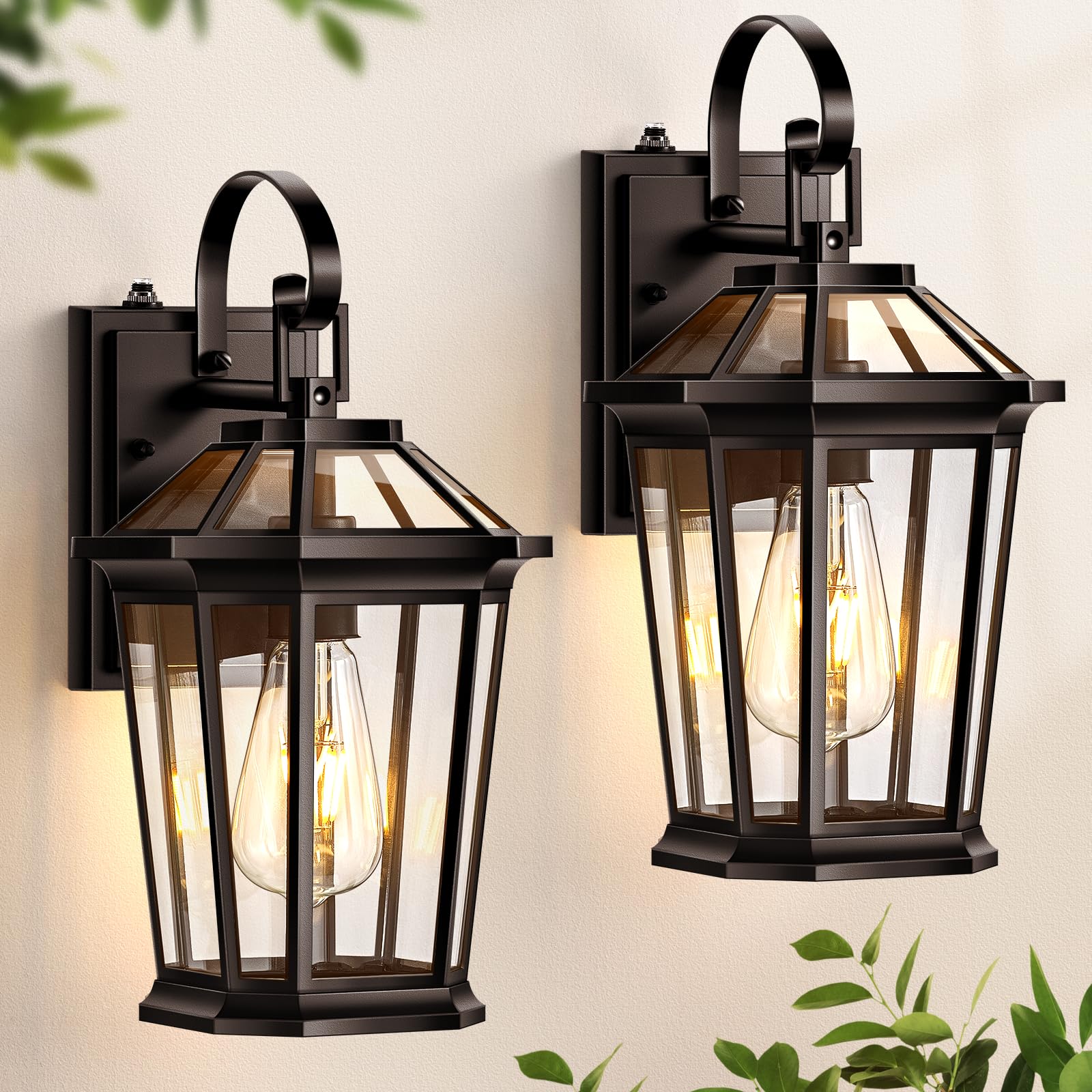 Photo 1 of VIANIS 2-Pack Oil Rubbed Bronze Outdoor Lights Wall Mount, Dusk to Dawn Wall Lights for House Outside, Aluminium Modern Porch Lights Sconce, Exterior Wall Lantern Fixture with Waterproof, Anti-Rust
