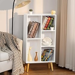 YAHARBO Small White Bookshelf,3 Tier Modern Kids
