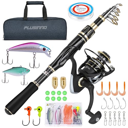 PLUSINNO Fishing Rod and Reel Combos Set,Telescopic Fishing Pole
