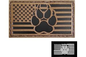 TACTICAL FREAKY IR Coyote Brown Tan Infrared USA Flag K9 Dog Handler Paw K-9 Tactical Morale Hook Patch