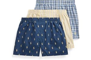 POLO RALPH LAUREN Men's Classic Fit Cotton Woven Boxers 3 Pack