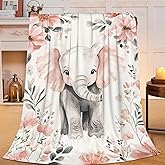 Citari Bady Elephant Blanket Elephant Decor Nursery Throw Blanket Gifts for Girls Boys Super Warm Soft Plush Lightweight Fleece Flannel Winter Couch Bedding Blankets for Kids Adults Women Men 50"X40"