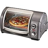 Hamilton Beach Easy Reach 4-Slice Countertop Toaster Oven With Roll-Top Door, 1200 Watts, Fits 9” Pizza, 3 Cooking Functions 