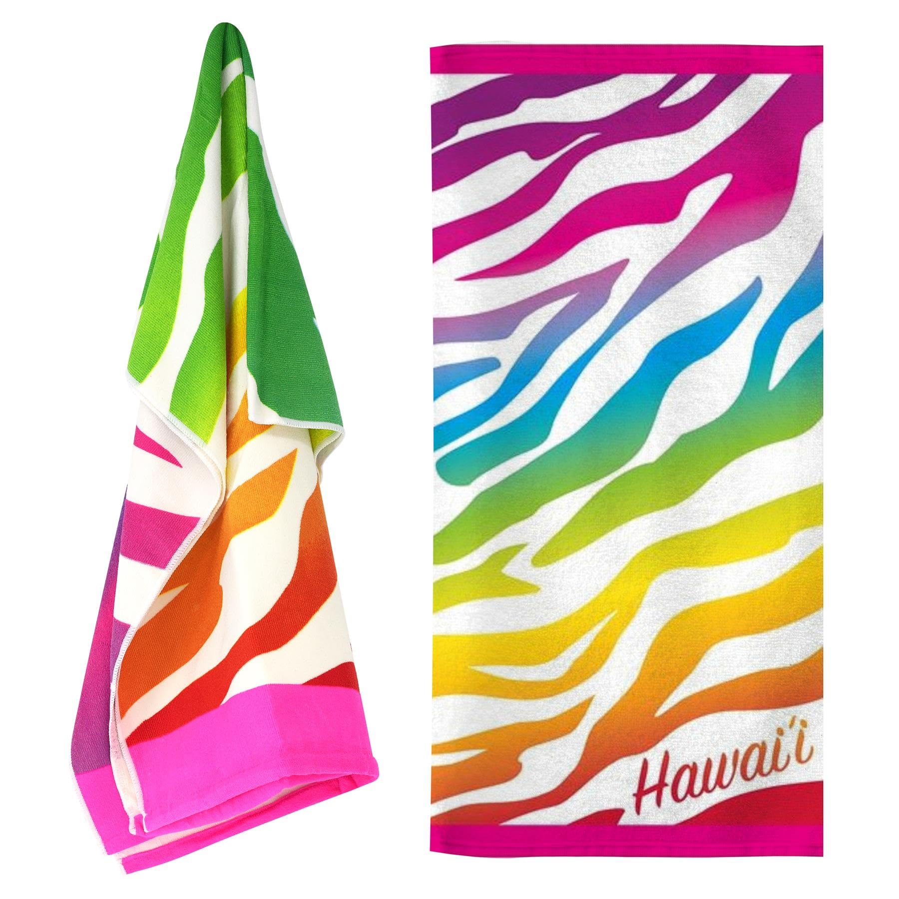 GEEZY Microfibre Beach Towel, Hawaiian Design - Quick Drying, Lightweight, Sand-Free, Large & Durable, Summer Design - Beach Essentials for Travel, Holiday, Swimming, Sauna, Adults & Kids, 70x140cm