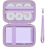 Supmay Hard Case Compatible with Nelko P21/for Phomemo D30/for SUPVAN E10/for NIIMBOT D11 Label Maker Machine, Portable Bluetooth Label Printer Storage Holder Bag with Mesh Pocket for Tapes, Purple