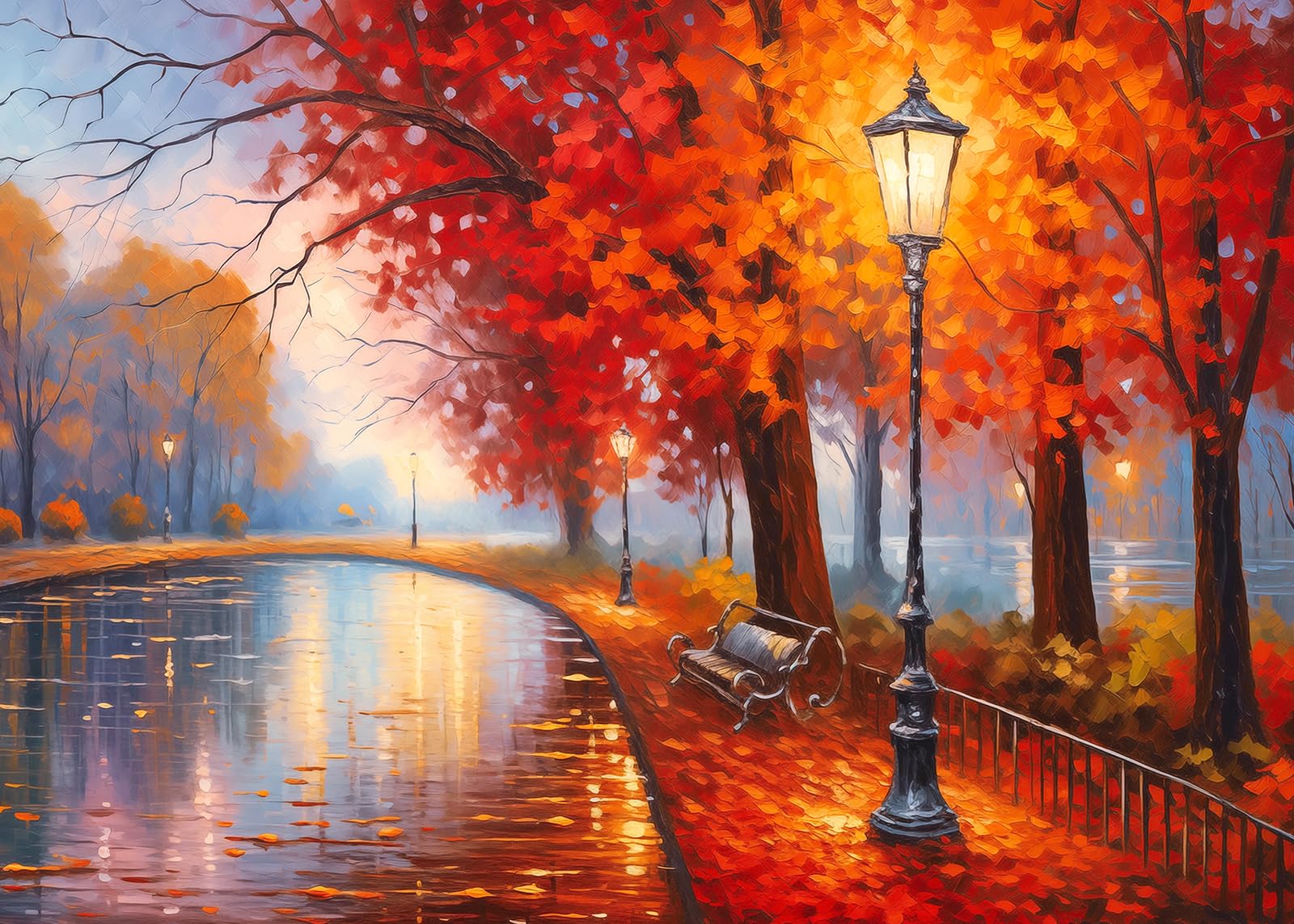 Photo 1 of 1000 Piece Puzzles for Adults, Maple Park Puzzle 1000 Pieces Puzzles for Adults 1000 Pieces Autumn Park Jigsaw Puzzles for Adults Teens Seniors Fall Scene Challenging Puzzle Game
