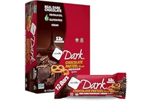 NuGo Dark Chocolate Pretzel, 12g Vegan Protein, 200 Calories, Gluten Free, 12 Count