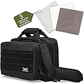 TUVALOR Gun Range Bag for 2 Pistols & Ammo - Spacious Design, with Two Handgun Pockets, Six Magazine Holders, Large Front Pocket and Padded Strap - Gun Bag with 3 Gun Cleaning Towels