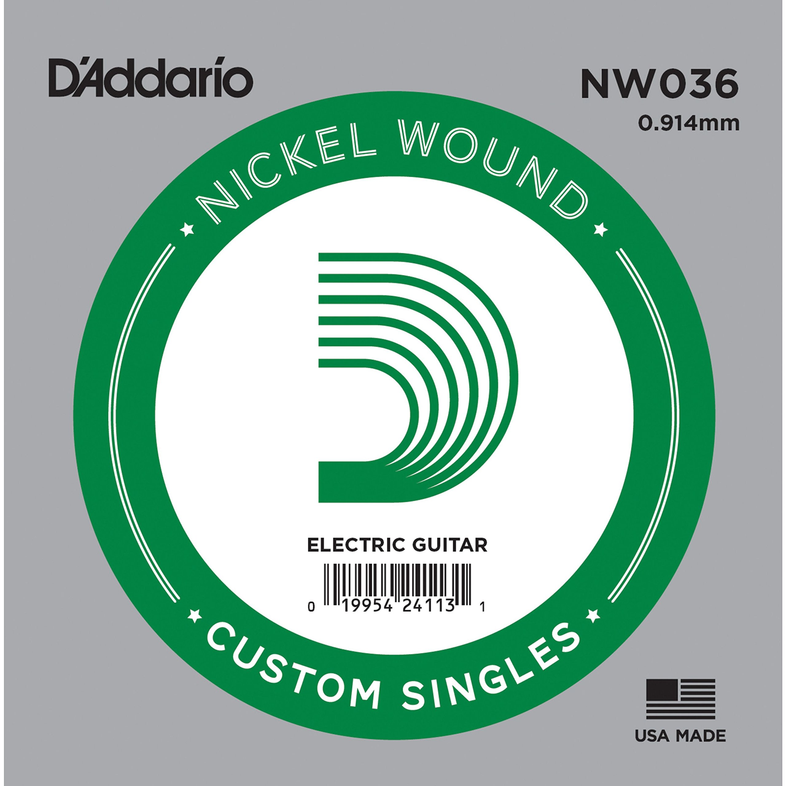 D'Addario NW036 Nickel Wound Electric Guitar Single String, .036 — image 1
