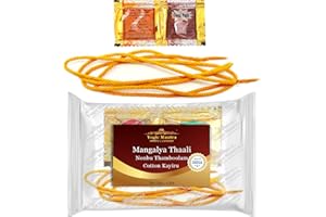 Yogic Mantra Mangalya Thread Set (48 Inches Cotton Thread + Haldi & Kumkum) Nonbu Thamboolam Mangalsutra, Mangalyam Thaali Mangal Sutra, Mangalaya Thali Thirumangalyam, South Indian Thirumangalayam