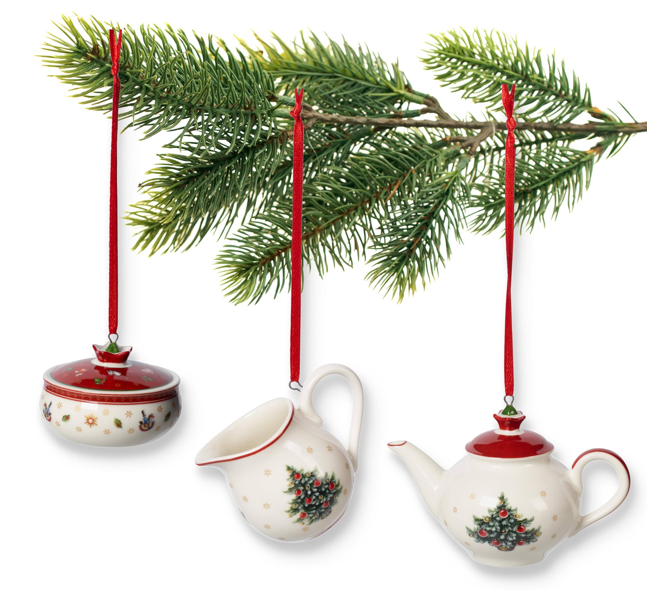 Villeroy & Boch Toy's Delight Decoration Ornaments Coffee Set, White/Red, 3 Pieces, 6.3 cm