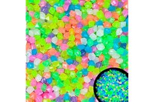 KAIYUAN DYNASTY 300pc Diamond Shaped Luminous Stone Glow Rocks Small Luminous Pebbles for Fish Tank Aquarium Bonsai Indoor & Outdoor Yard (Color)