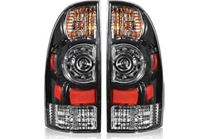 Boine Tail Light Compatible With 2005-2015 Toyota Tacoma Pickup Driver and Passenger Side Black Bezel Rear Light Brake Lamps LED Lens - Bulb and Harness Included 8155004160 8156004160